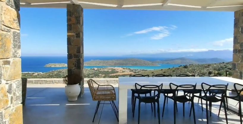 Luxury single storey villa with pool, overlooking the island Spinalonga