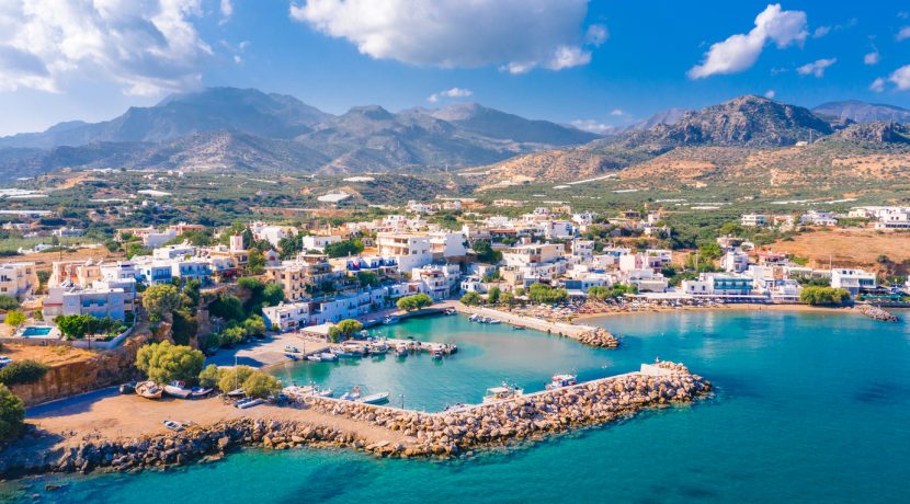 Harbour in Makri Gialos village in southern Crete, Greece.